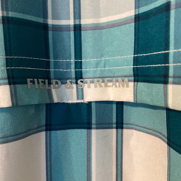 Field & Stream Men’s Teal Plaid Fishing Boating Long Sleeve Button Down Shirt - Picture 4 of 8